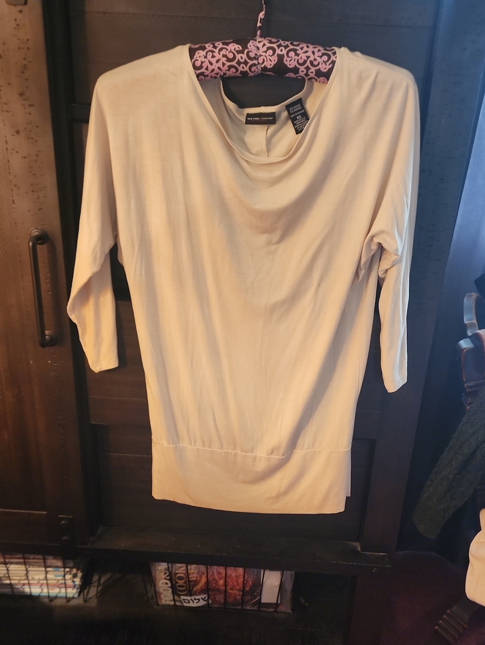 New York & Co. Cream Cowl-Neck Dolman Sleeve Sweater, XS